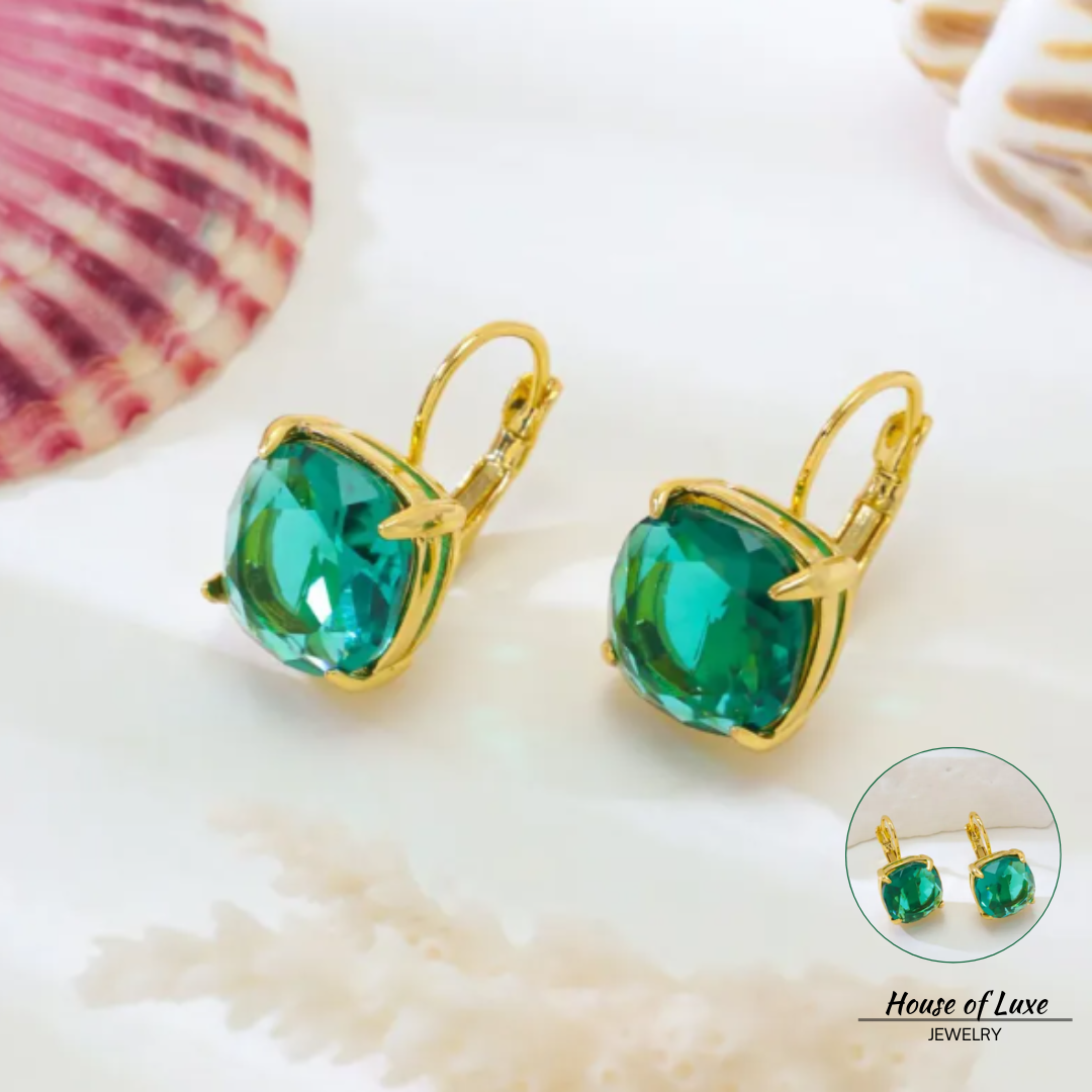 GREEN ZIRCONIA GOLD EARRINGS