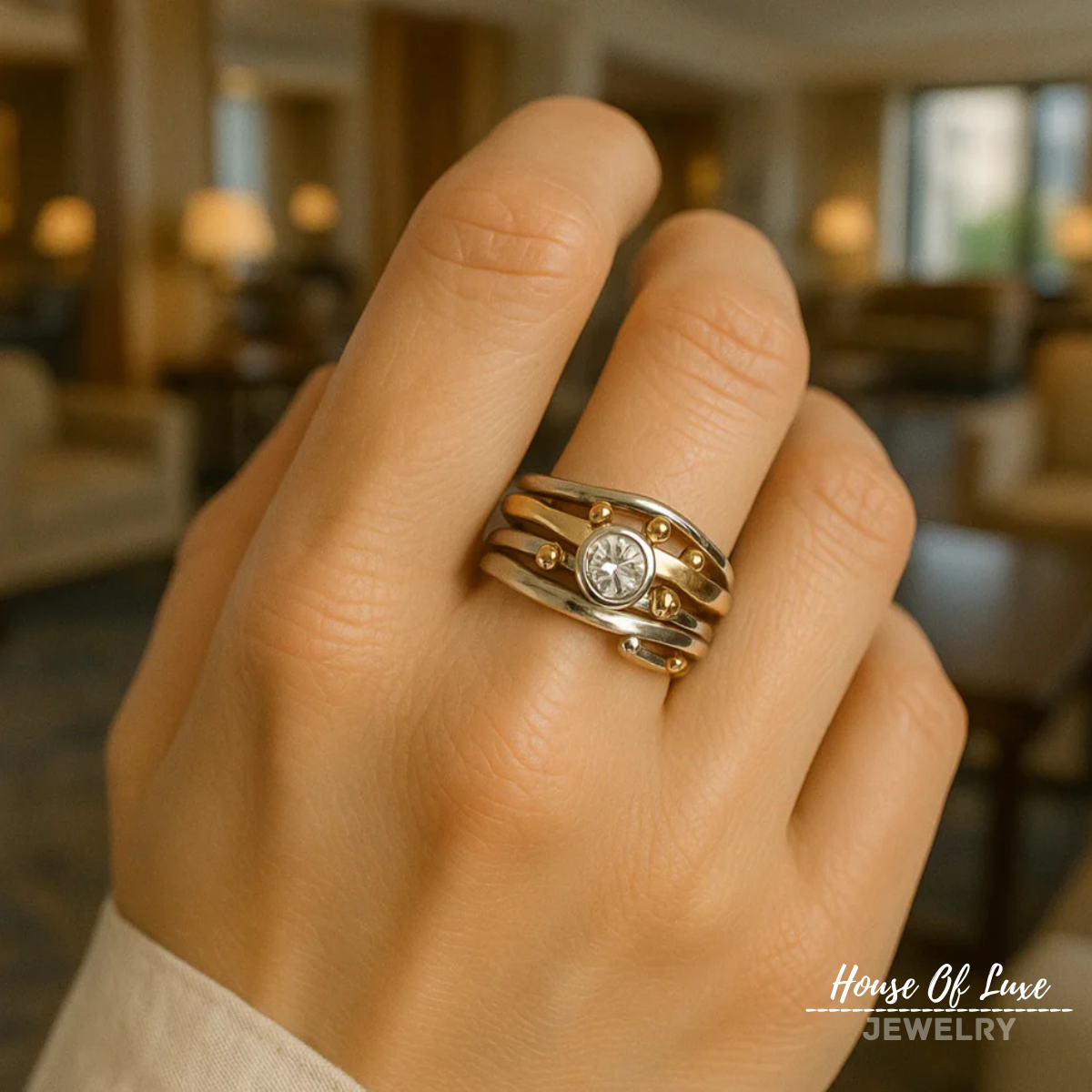 VINTAGE GOLD INLAID ZIRCONIA RING