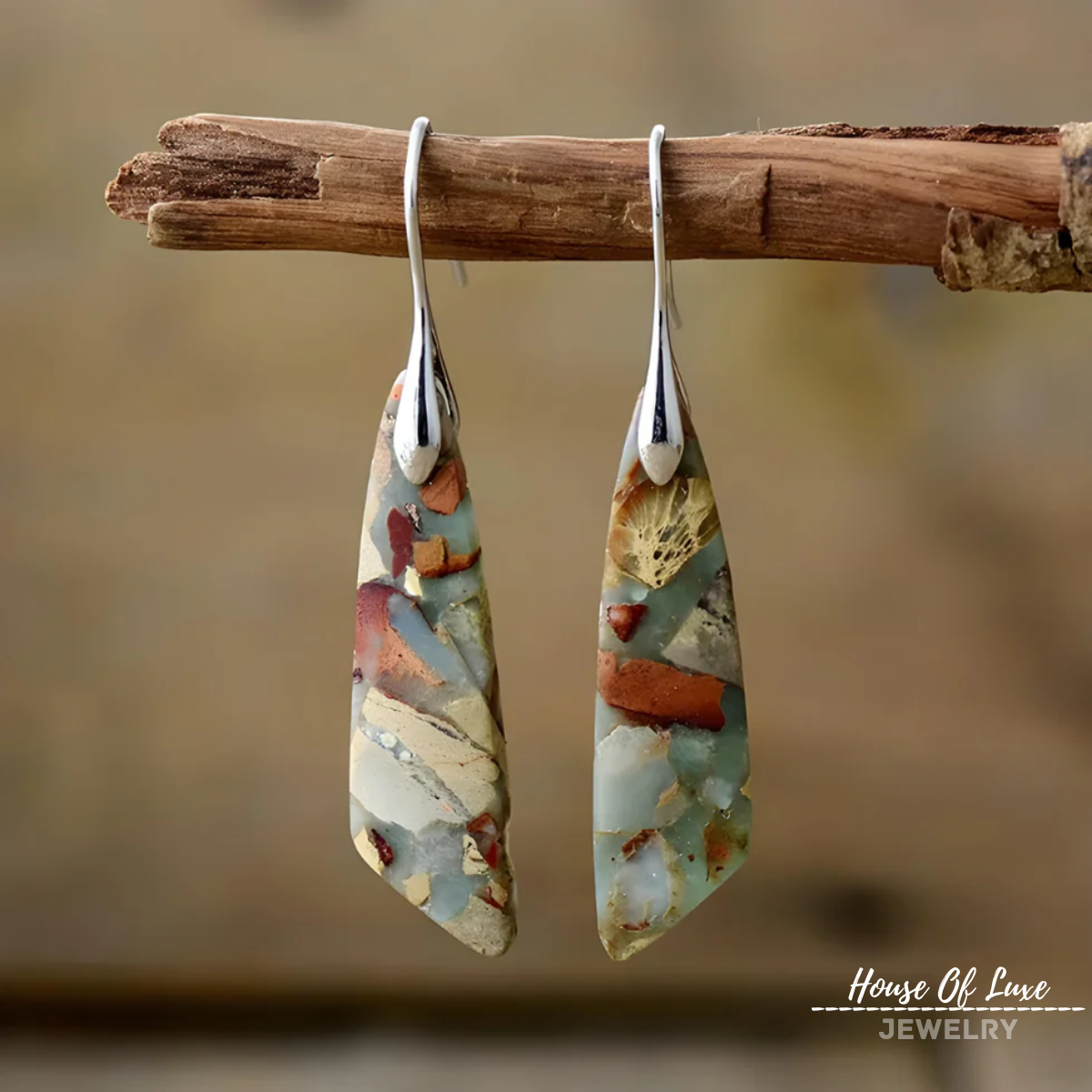 VINTAGE NATURE STONE EARRINGS