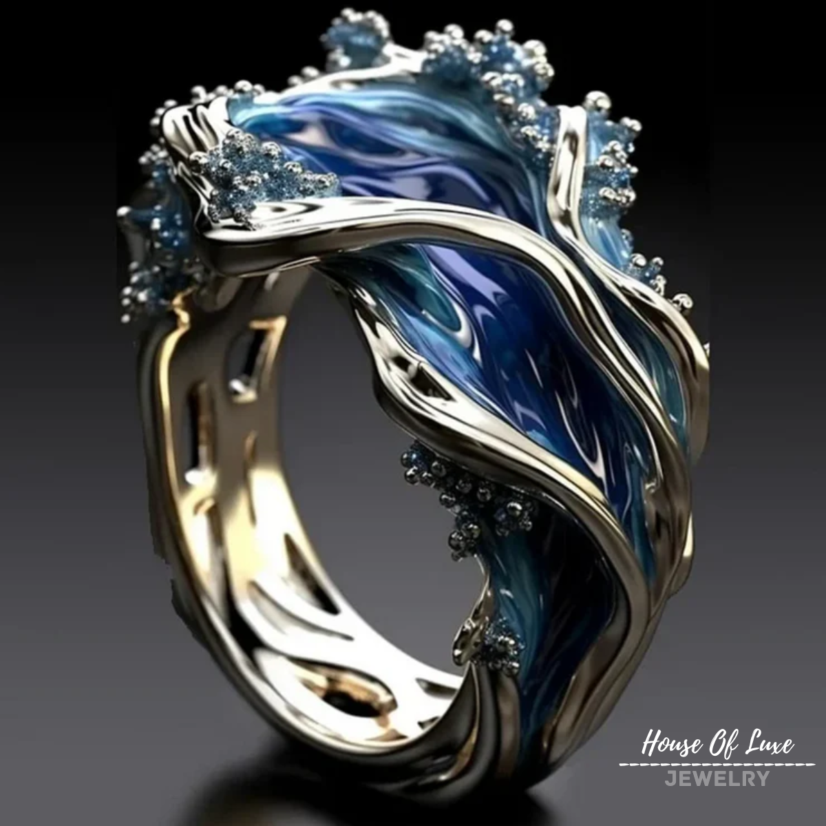 VINTAGE GOLDEN OCEAN WAVY RING