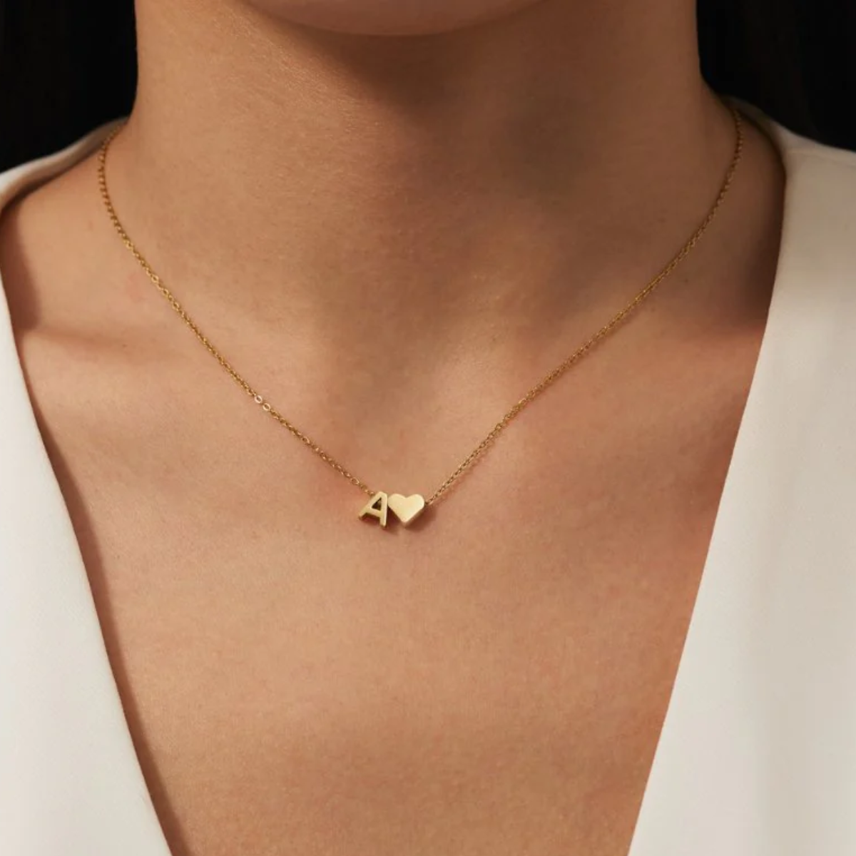 FOREVER LOVE & LETTER GOLD NECKLACE
