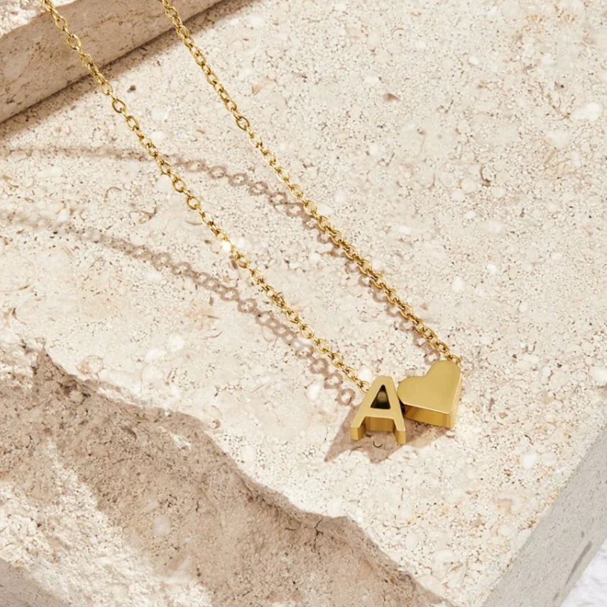 FOREVER LOVE & LETTER GOLD NECKLACE