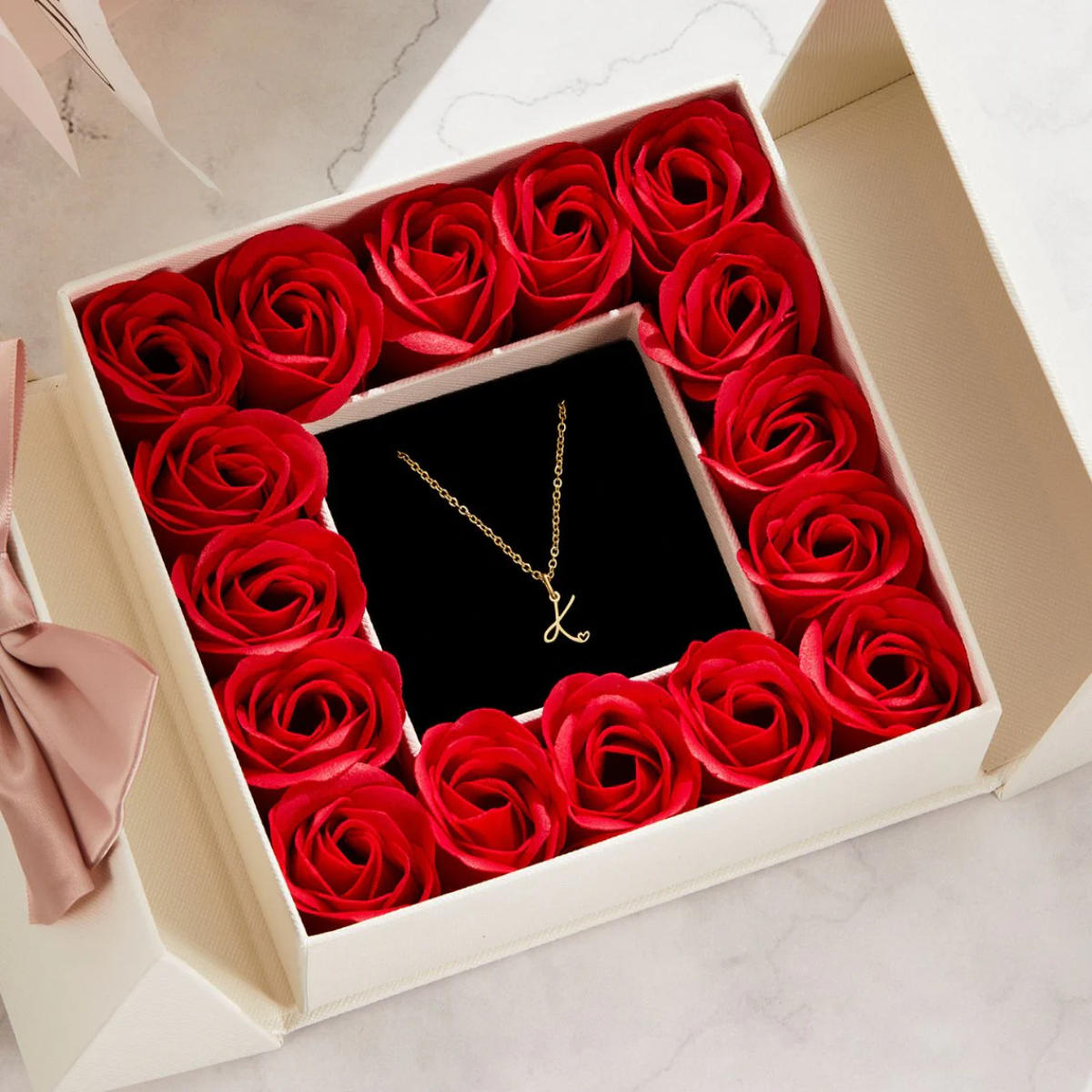 GOLD LETTER HEART NECKLACE
