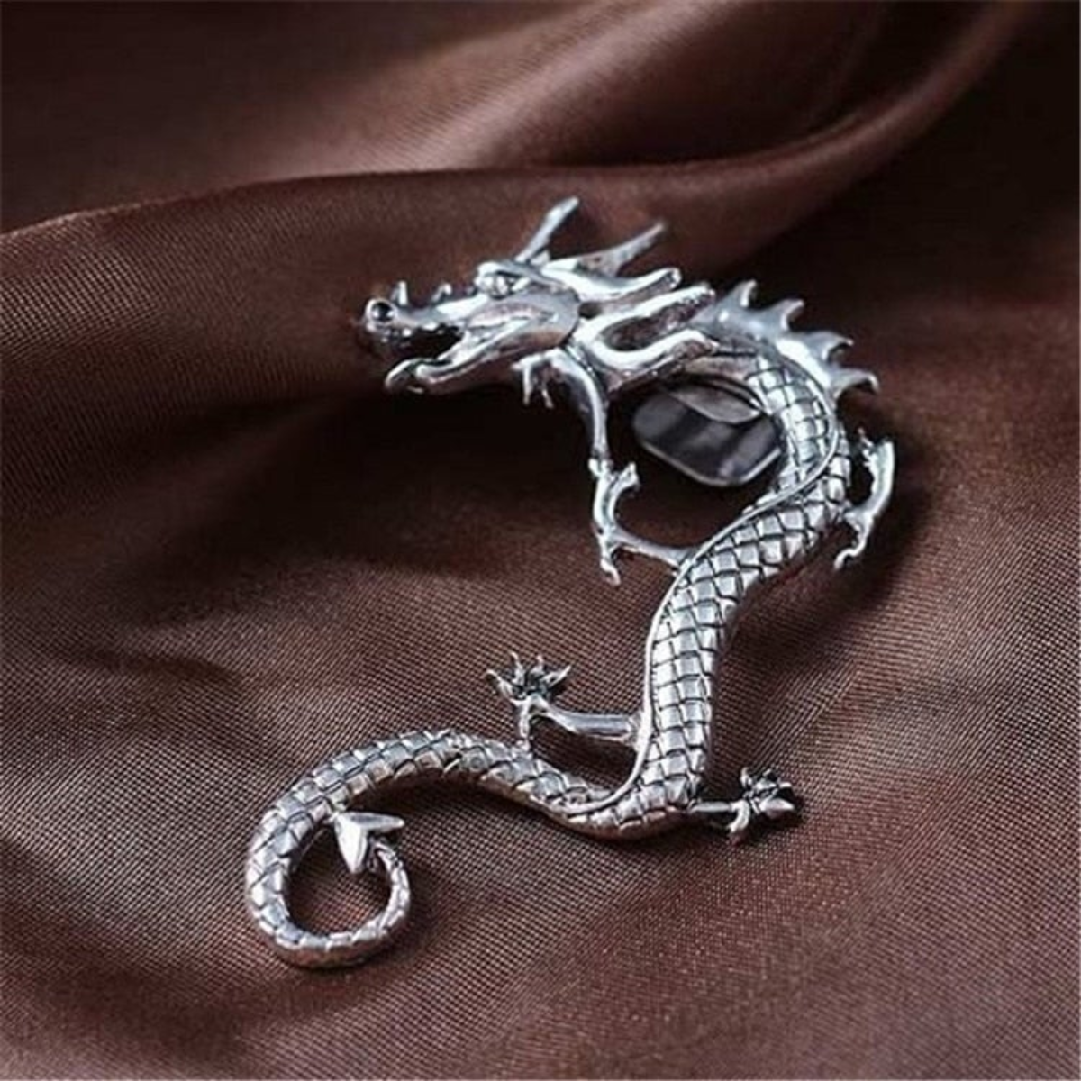 SILVER DRAGON EARRINGS