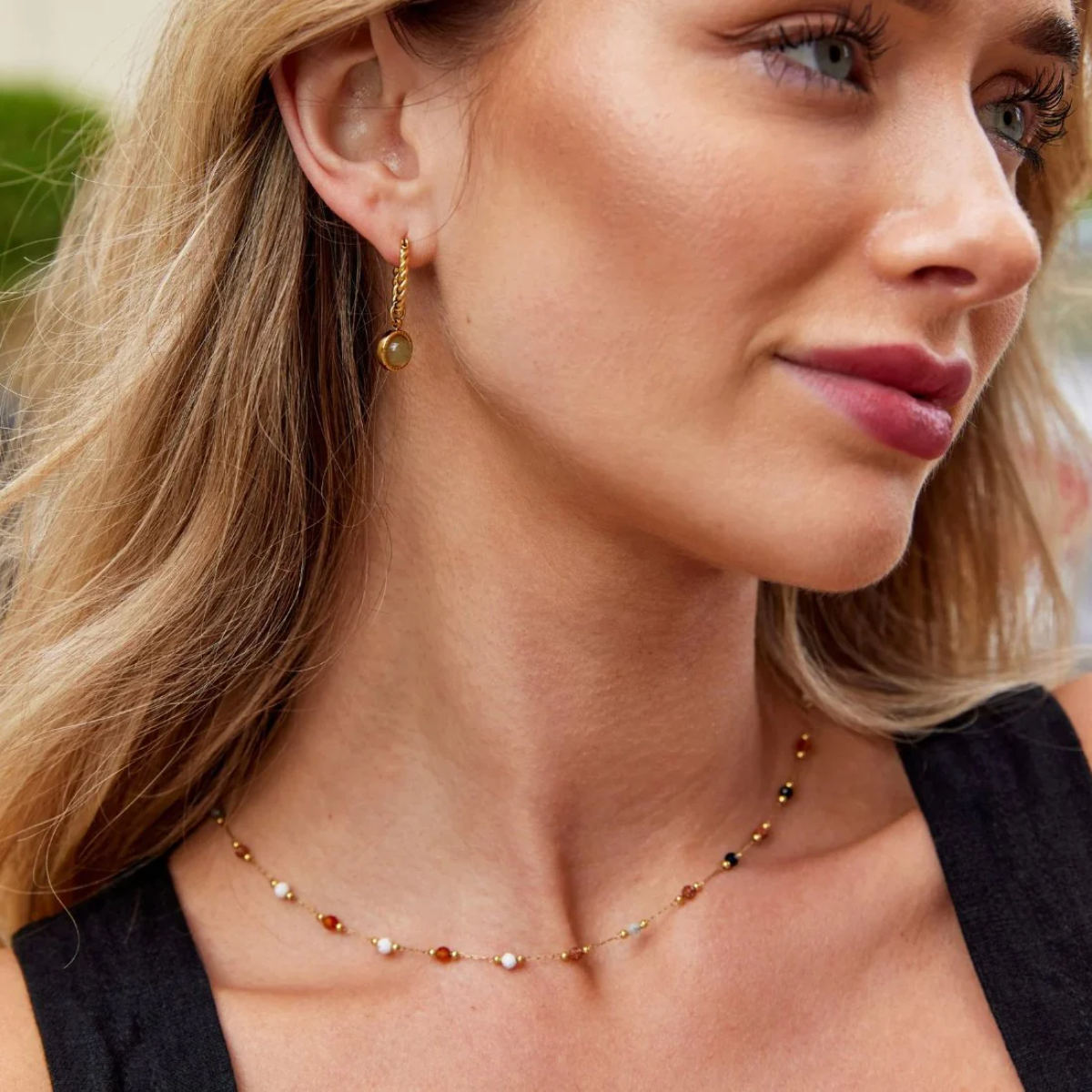 LULU BEADED STONE NECKLACE