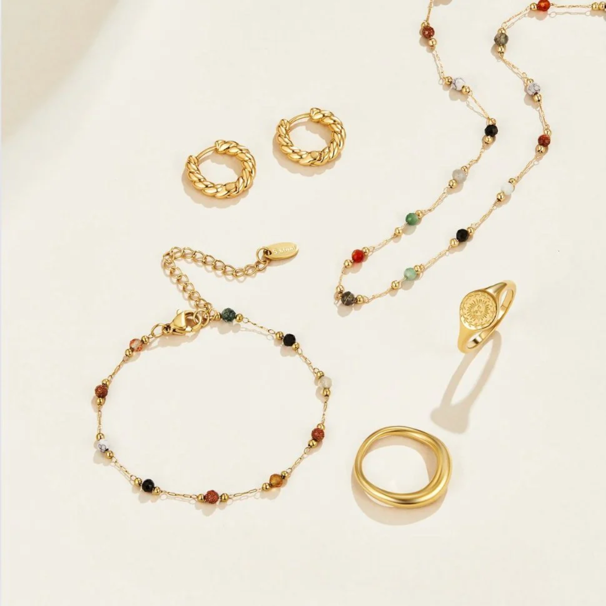 LULU BEADED STONE NECKLACE