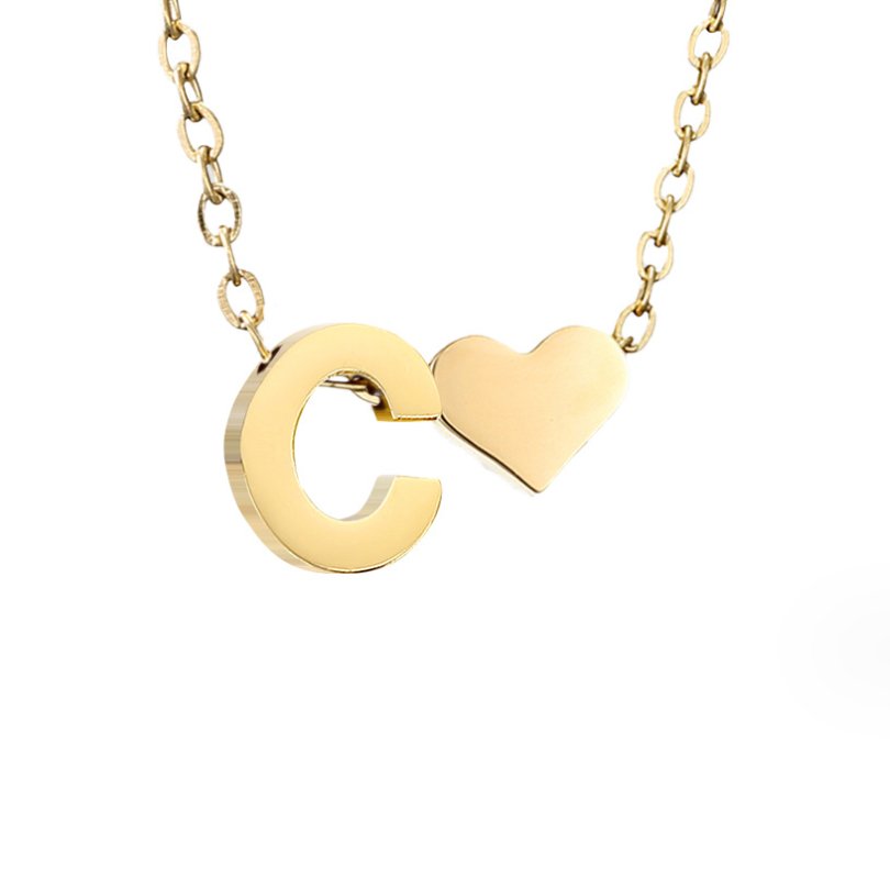 FOREVER LOVE & LETTER GOLD NECKLACE