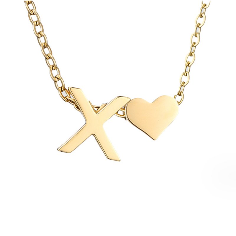 FOREVER LOVE & LETTER GOLD NECKLACE