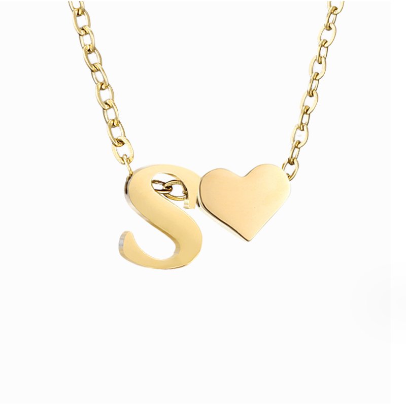 FOREVER LOVE & LETTER GOLD NECKLACE