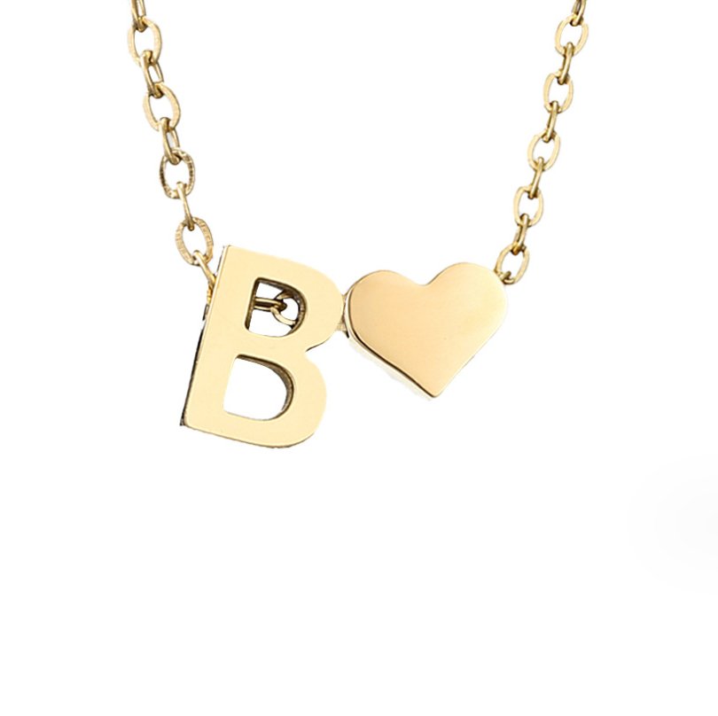 FOREVER LOVE & LETTER GOLD NECKLACE
