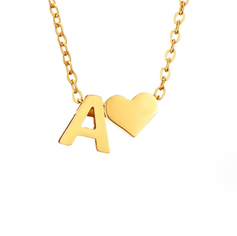 FOREVER LOVE & LETTER GOLD NECKLACE