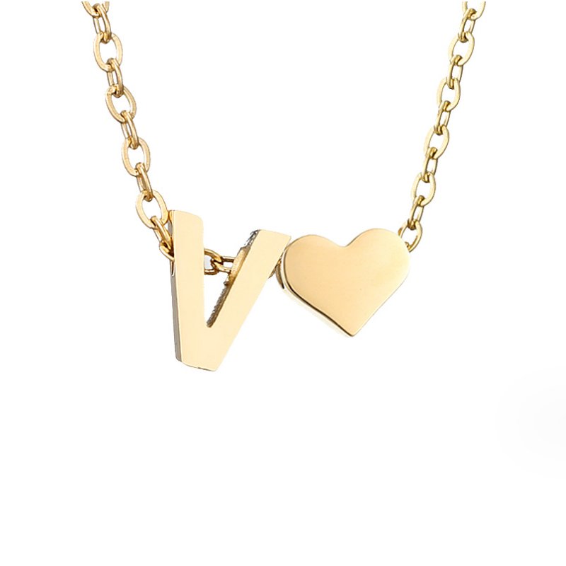 FOREVER LOVE & LETTER GOLD NECKLACE