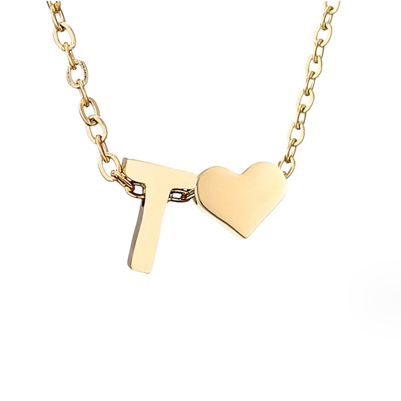 FOREVER LOVE & LETTER GOLD NECKLACE