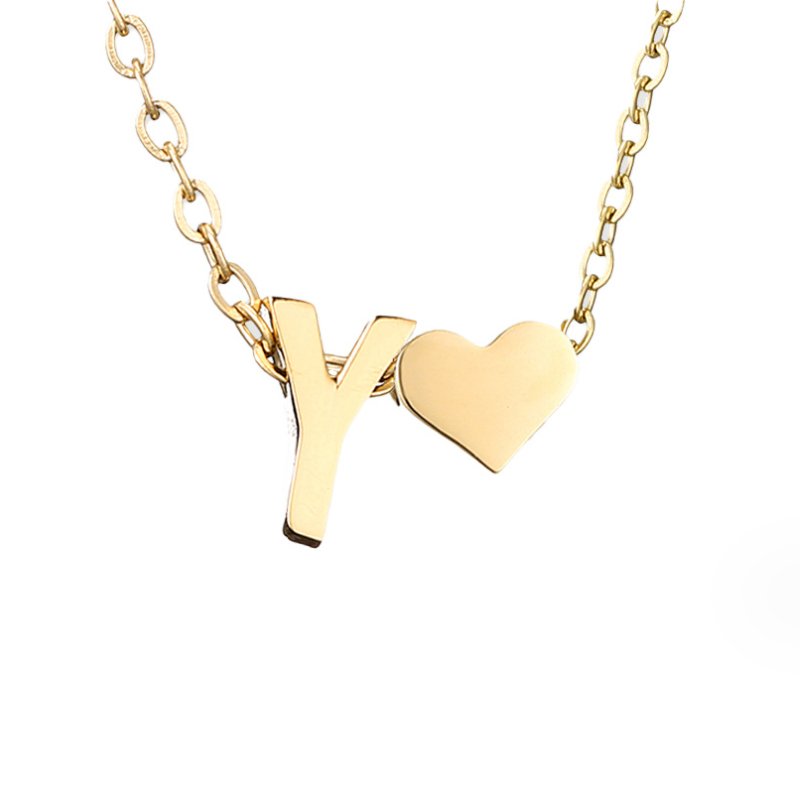 FOREVER LOVE & LETTER GOLD NECKLACE
