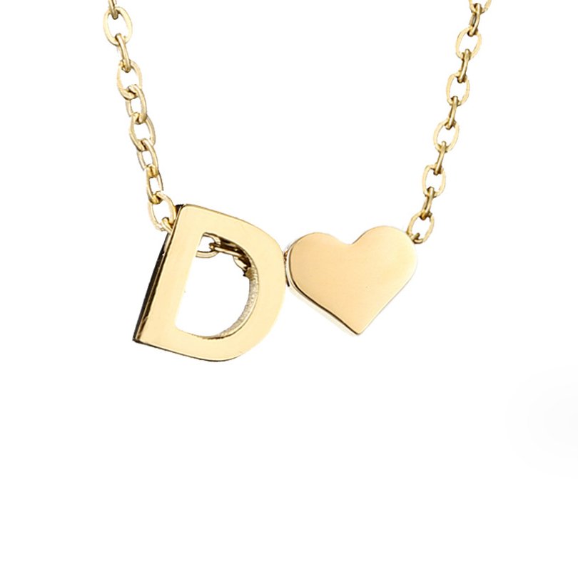 FOREVER LOVE & LETTER GOLD NECKLACE