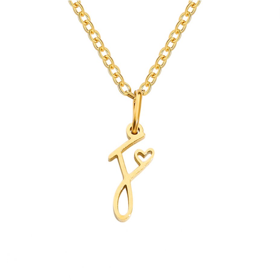 GOLD LETTER HEART NECKLACE