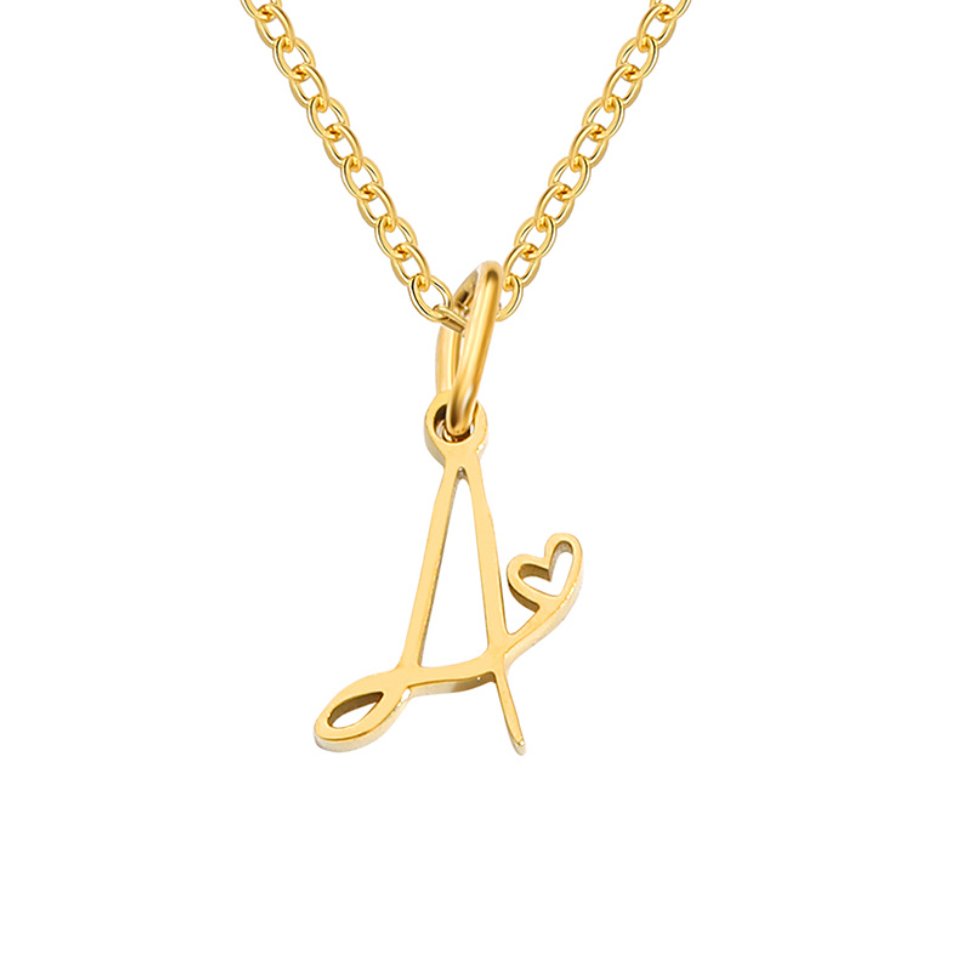 GOLD LETTER HEART NECKLACE