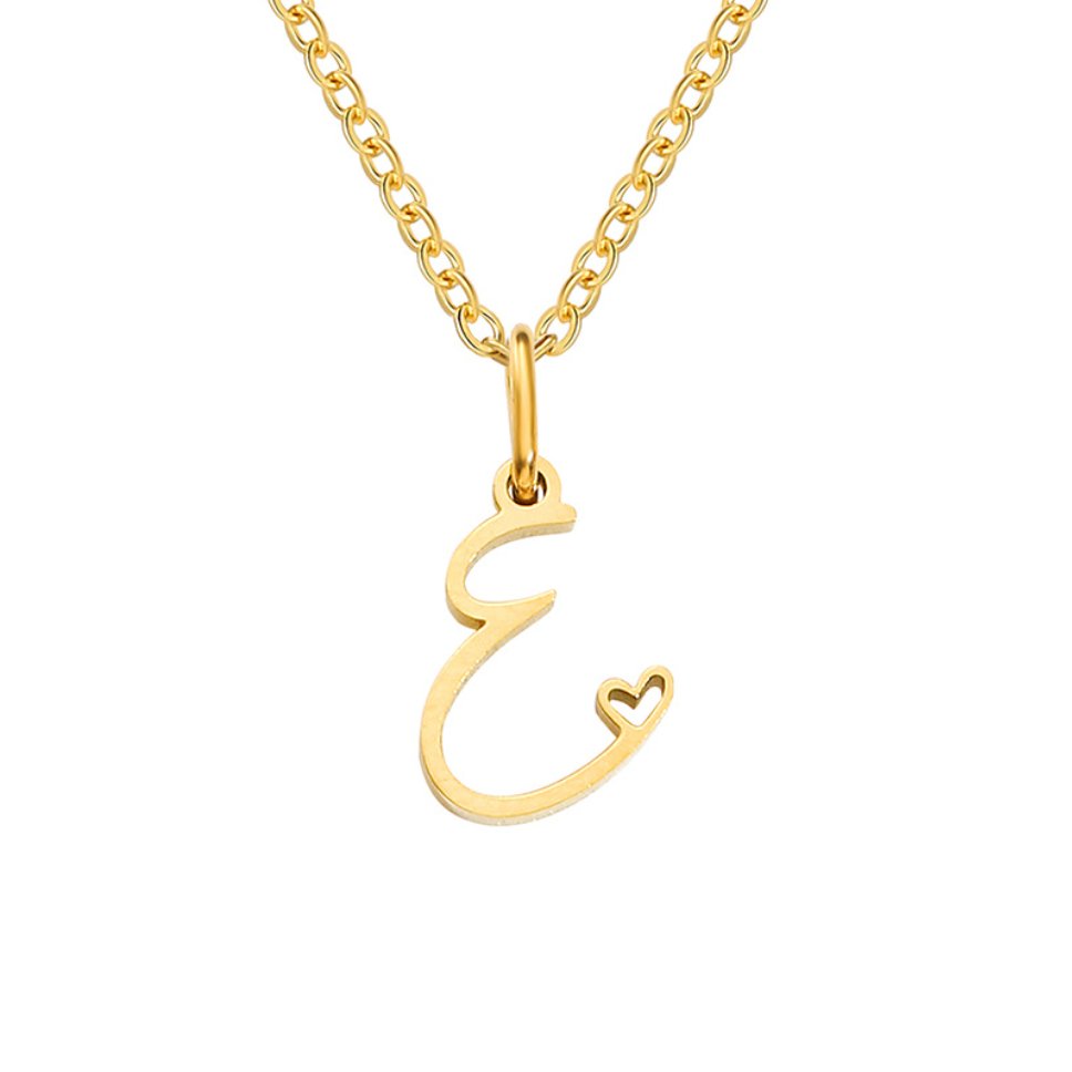GOLD LETTER HEART NECKLACE