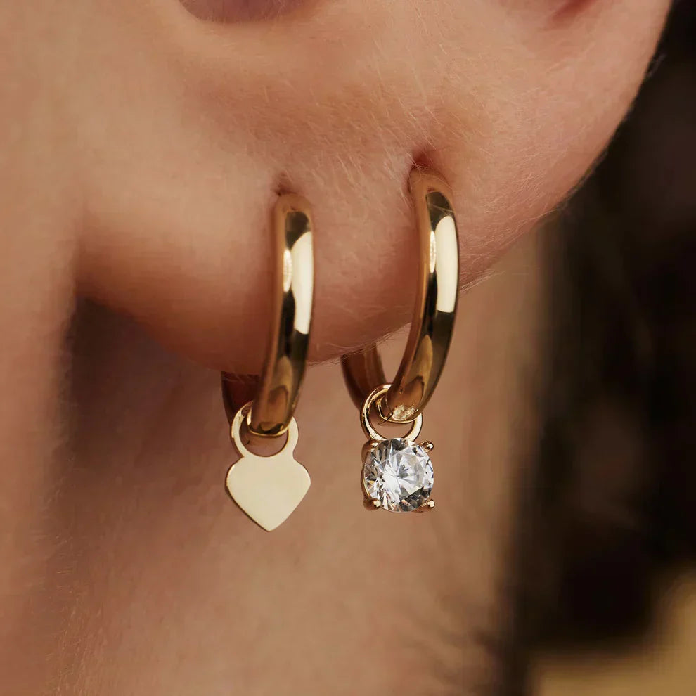 Creole Earrings with Moonstone Stones