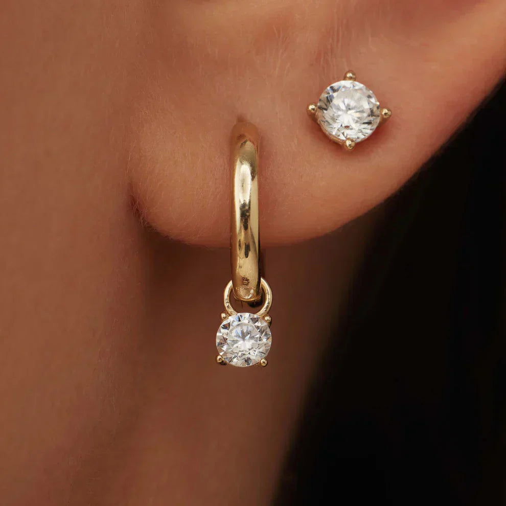 Creole Earrings with Moonstone Stones
