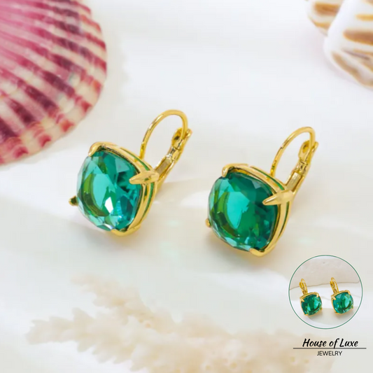 GREEN ZIRCONIA GOLD EARRINGS