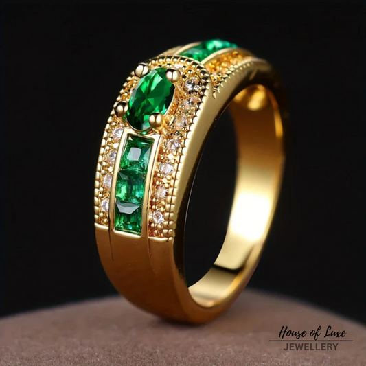 GREEN BRIGHT GOLD RING