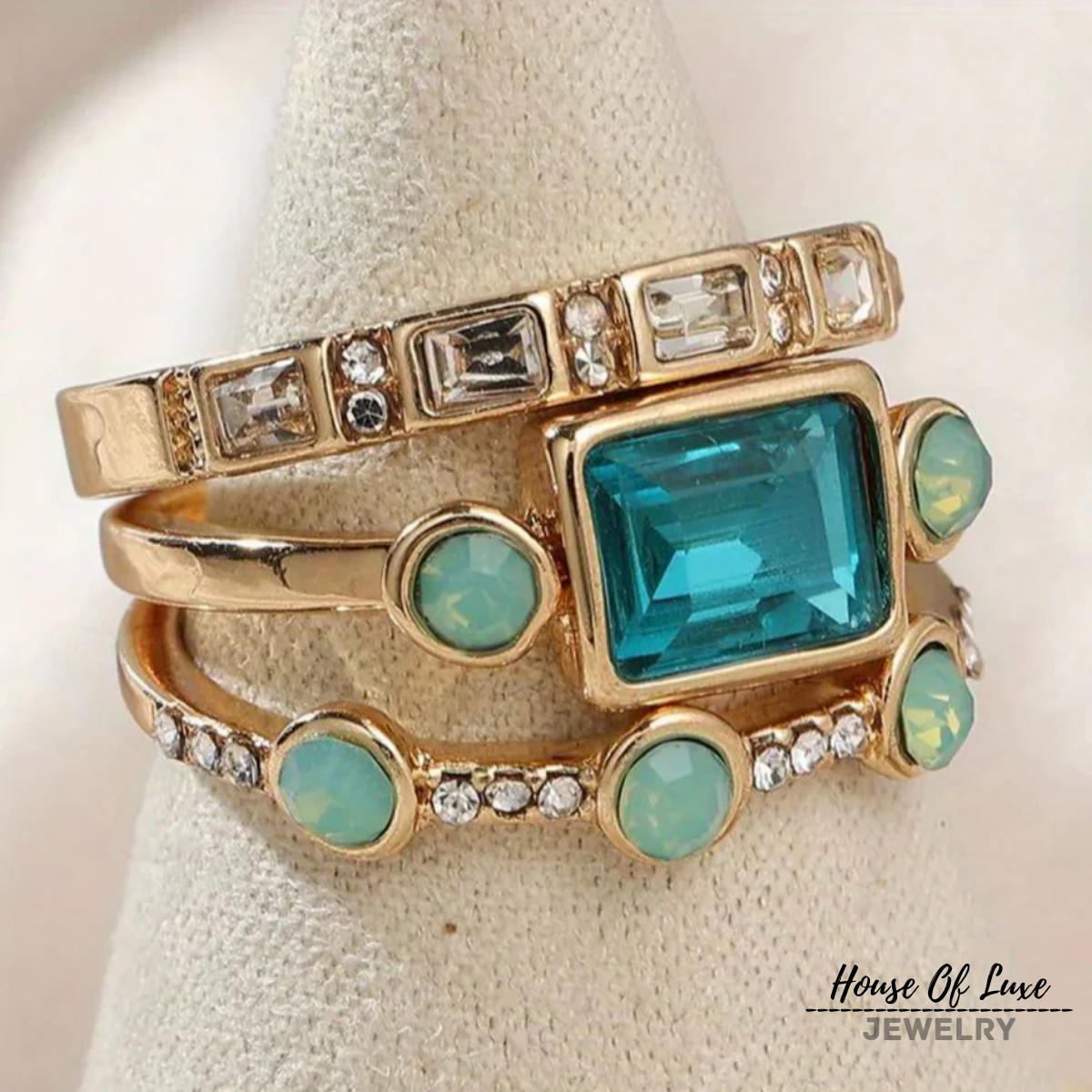 OCEAN - VINTAGE CRYSTAL RING SET