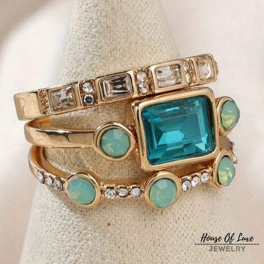 OCEAN - VINTAGE CRYSTAL RING SET