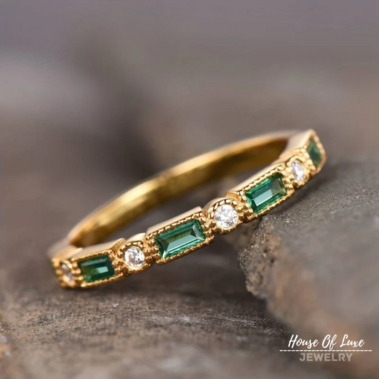 GREEN INLAID ZIRCONIA RING