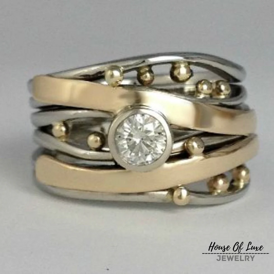 VINTAGE GOLD INLAID ZIRCONIA RING