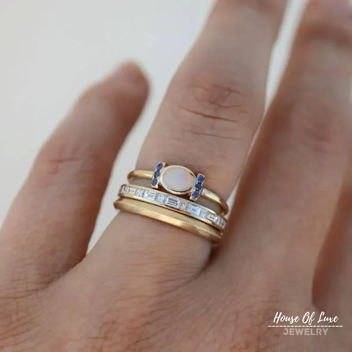 OPRAH - VINTAGE GOLDEN OPAL RING SET
