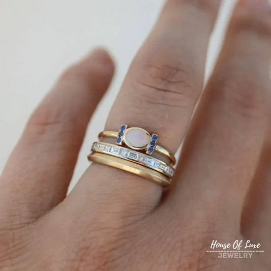 OPRAH - VINTAGE GOLDEN OPAL RING SET