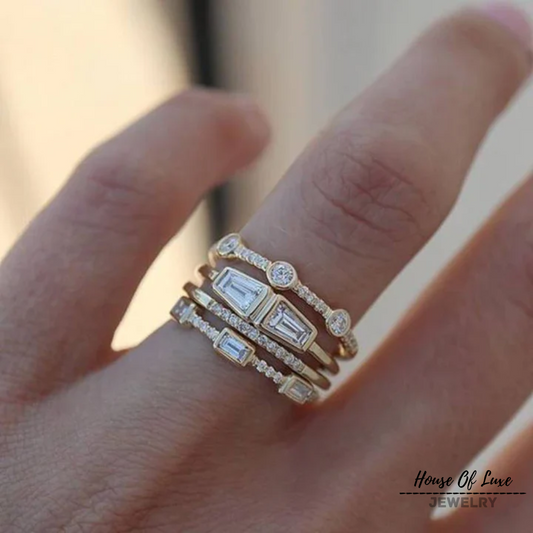 VINTAGE GOLD AND ZIRCONIA RING SET