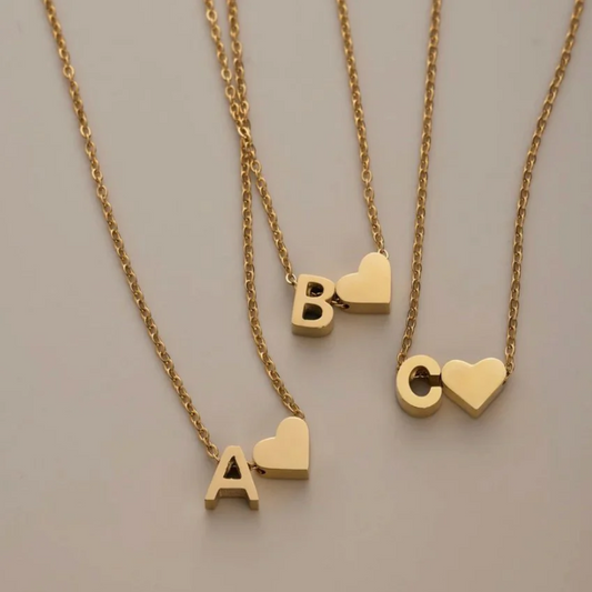FOREVER LOVE & LETTER GOLD NECKLACE