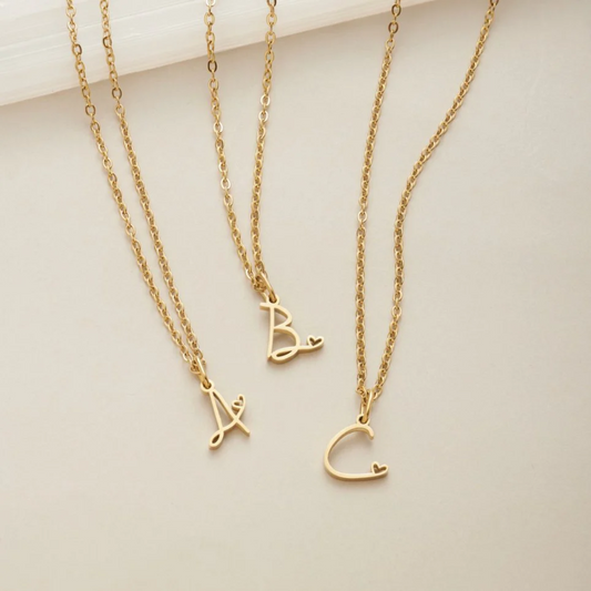 GOLD LETTER HEART NECKLACE