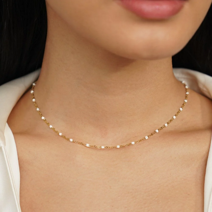 MILA WHITE BEAD NECKLACE