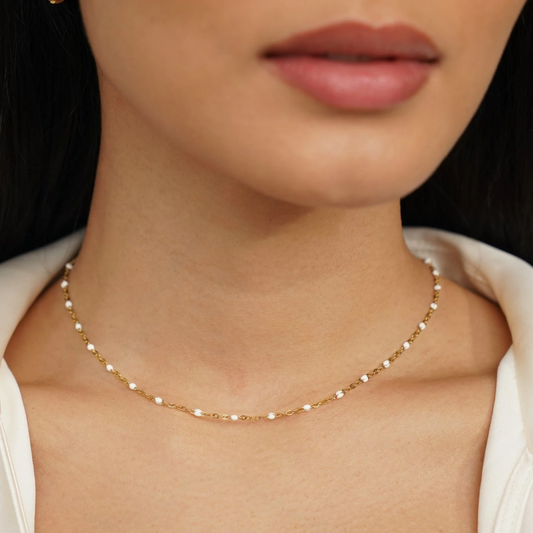 MILA WHITE BEAD NECKLACE