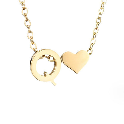 FOREVER LOVE & LETTER GOLD NECKLACE