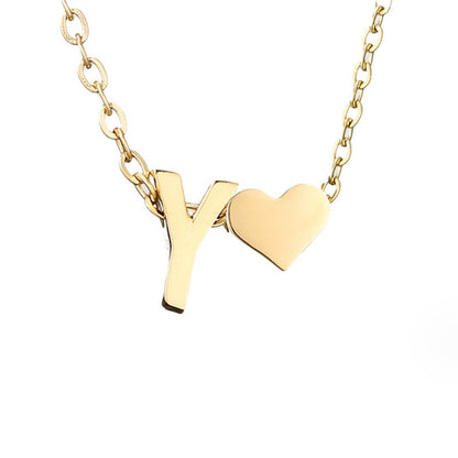 FOREVER LOVE & LETTER GOLD NECKLACE