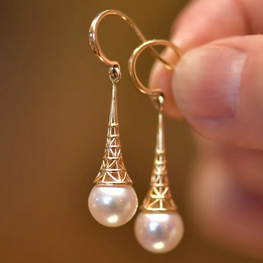 Earrings with Vintage Gold Pearl