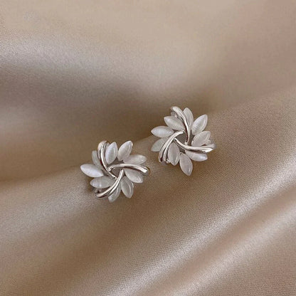 Circle earrings with Opal Petals in Gold